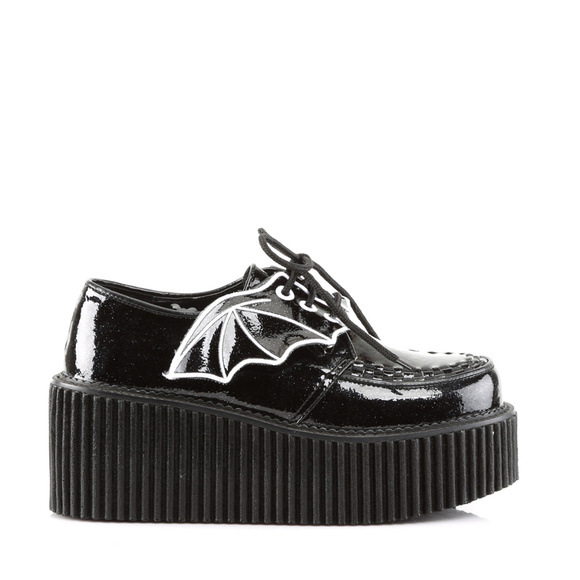 Whimsigoth 90s Goth Bat Platform Creeper Shoes - Picture 3 of 5